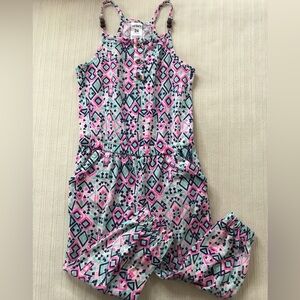 Carter’s Geometric Print Baby Girl Sleeveless Cotton Jumpsuit Size 24 Months